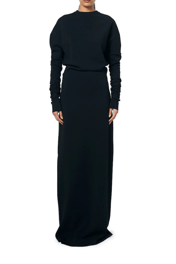 long-sleeve minimalist column gown – NOIRE