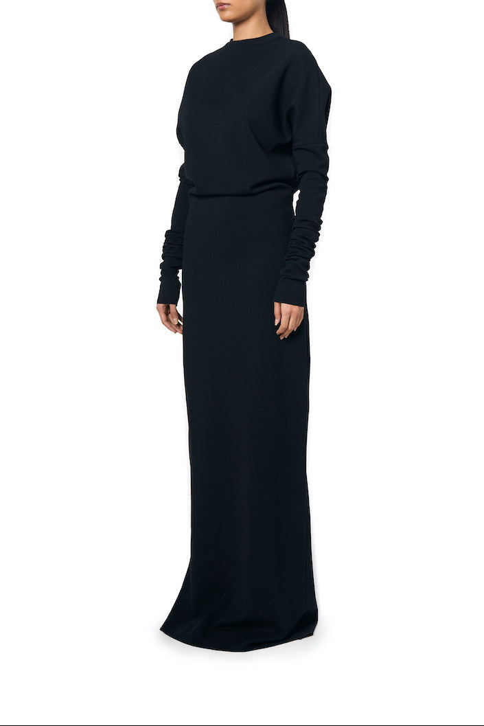 long-sleeve minimalist column gown – NOIRE