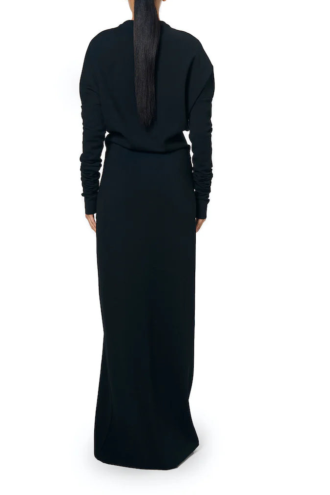 long-sleeve minimalist column gown – NOIRE
