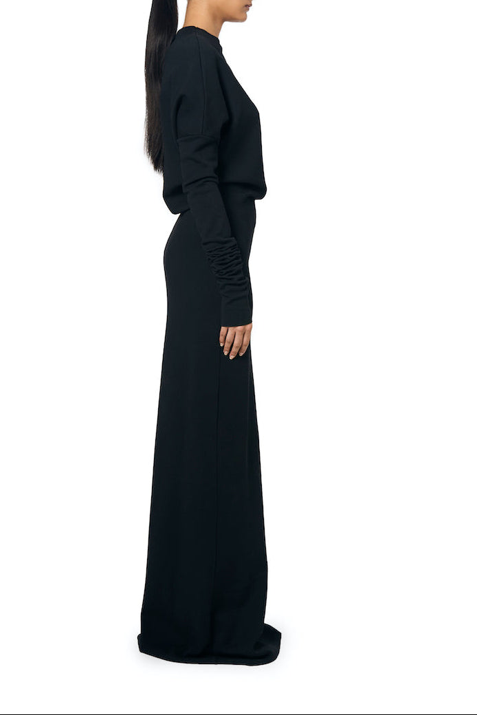 long-sleeve minimalist column gown – NOIRE