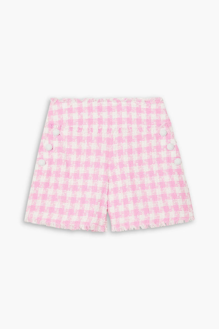 سترة تويد بنقشة مربعات صغيرة مع حافة هامشية - لون أرجواني