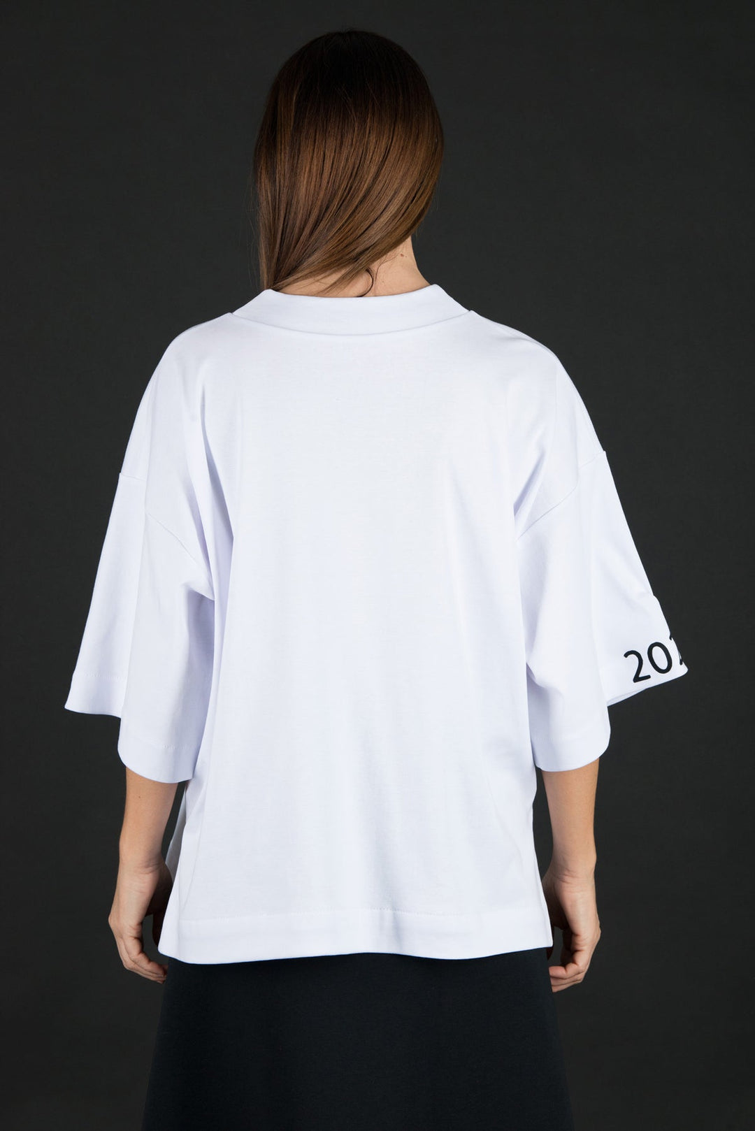 Woman printed tshirt with EUG Brand Logo