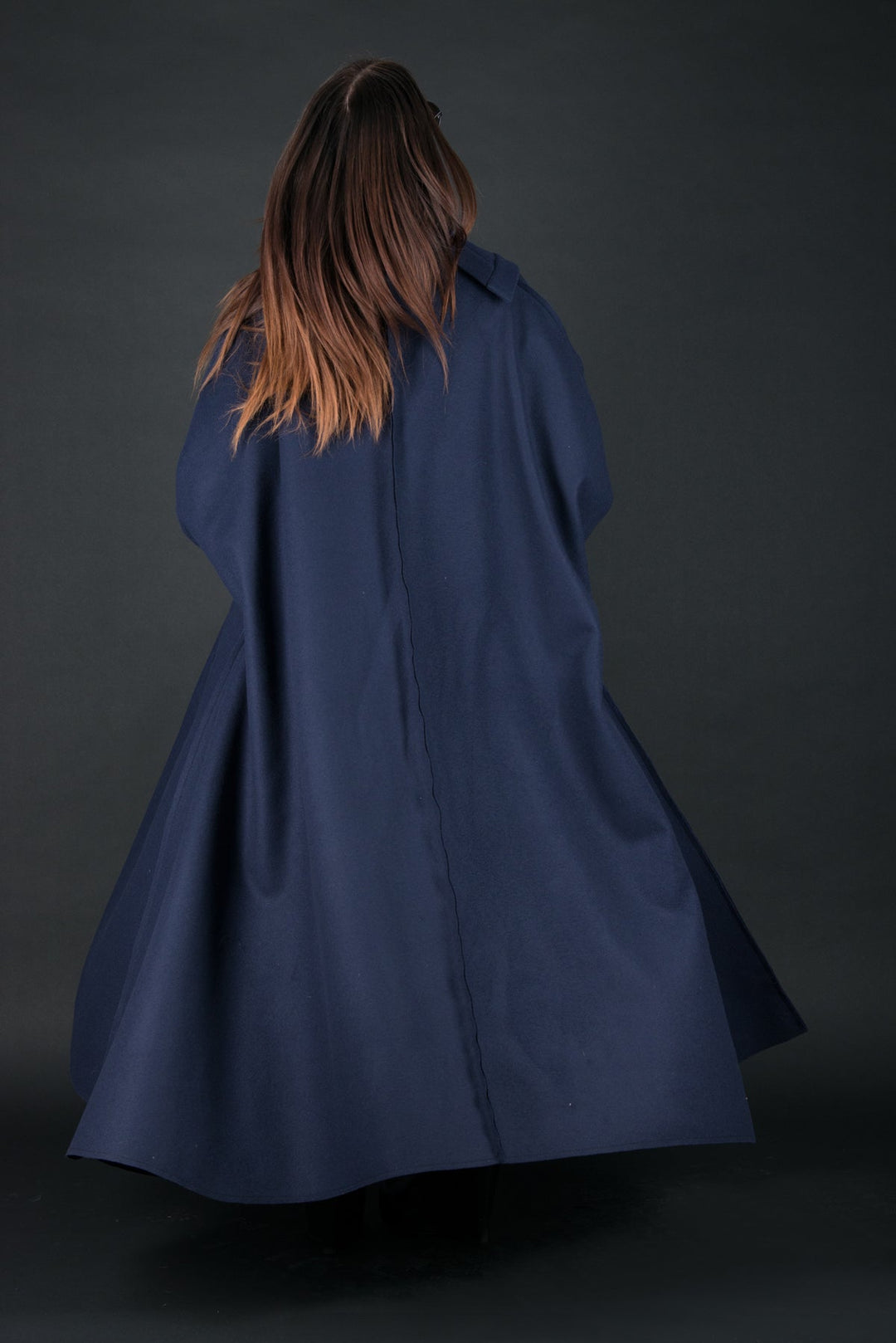 Sleeveless Blue Cashmere Sleeveless Wool Coat