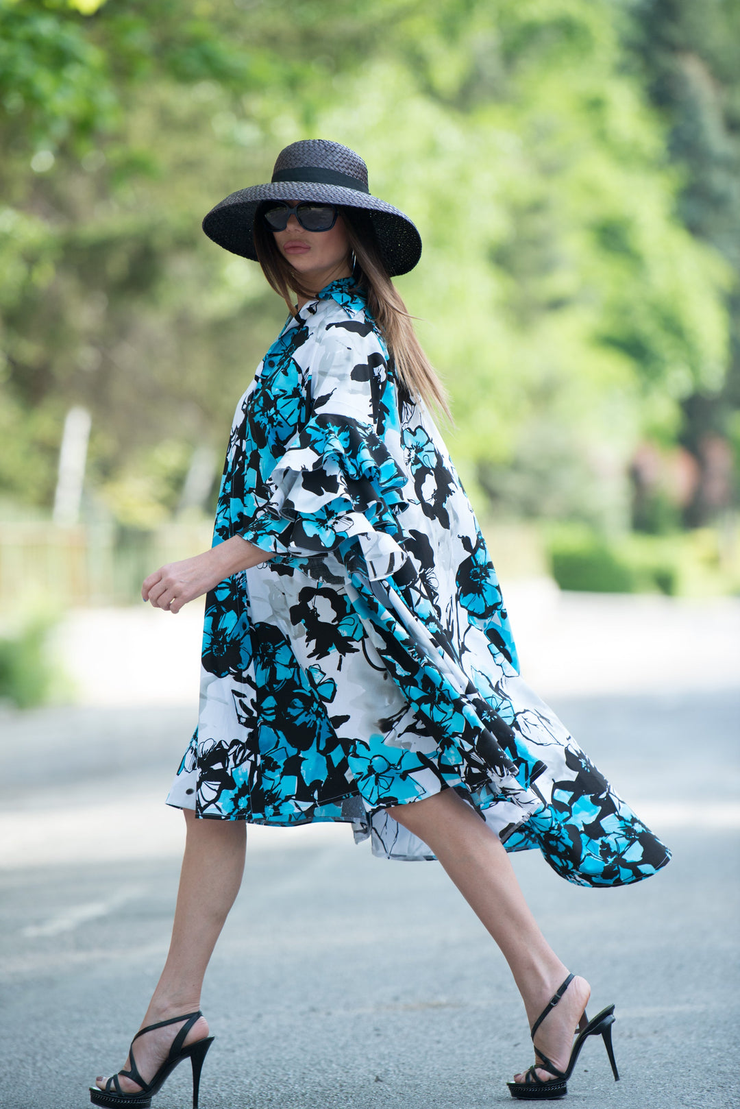Blue Midi Loose Summer Dress, Dresses Spring & Summer