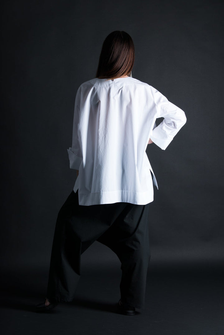White Cotton Loose Shirt, Elegant Blouse