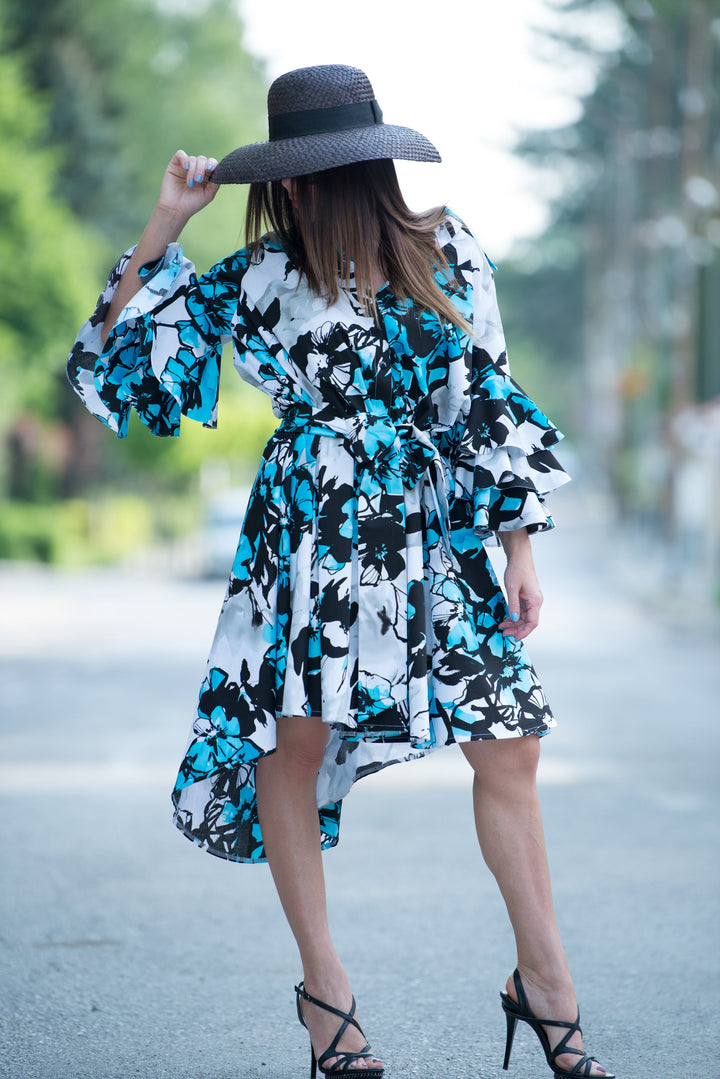 Blue Midi Loose Summer Dress, Dresses Spring & Summer