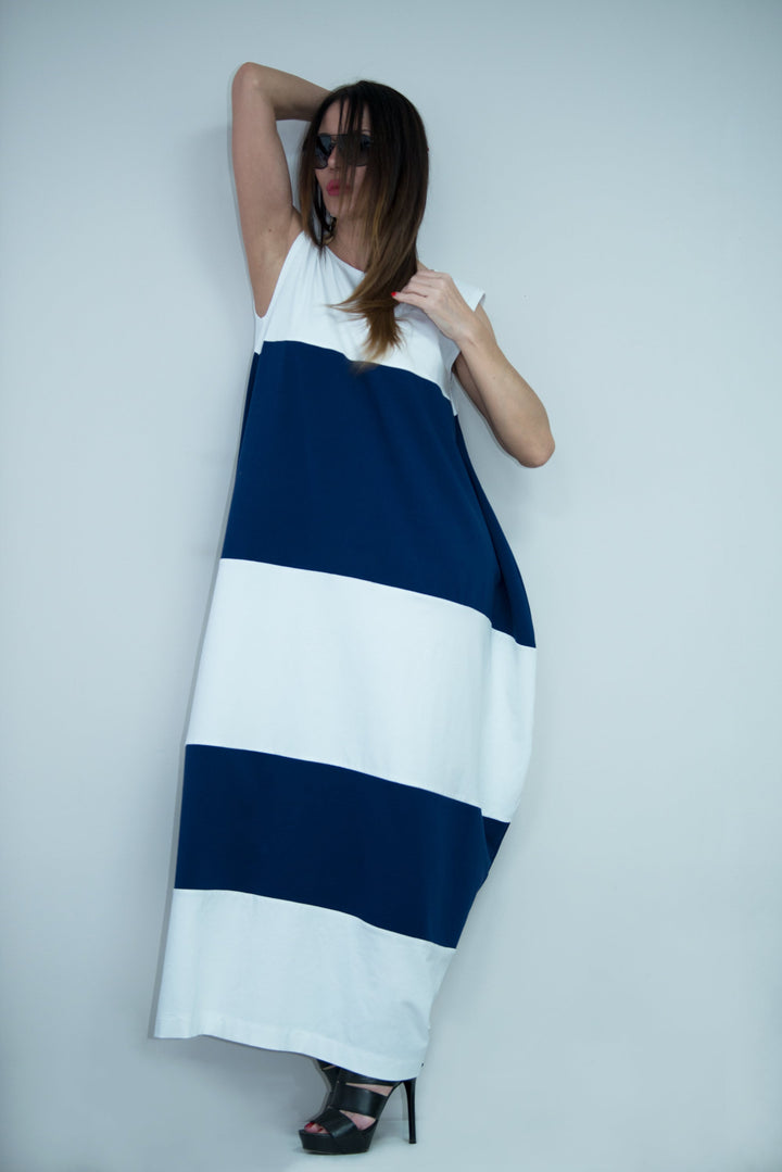 White and Navy Blue Summer Dress, Dresses Spring & Summer