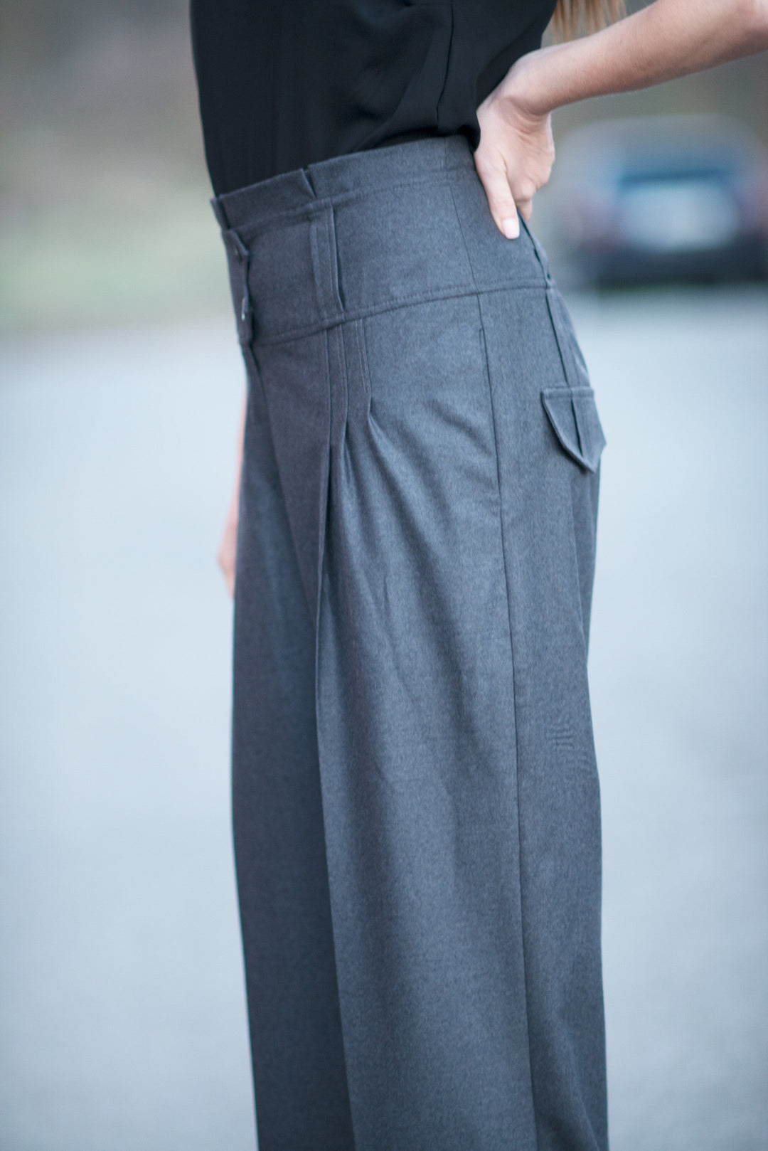 Elegant Grey Women Trousers
