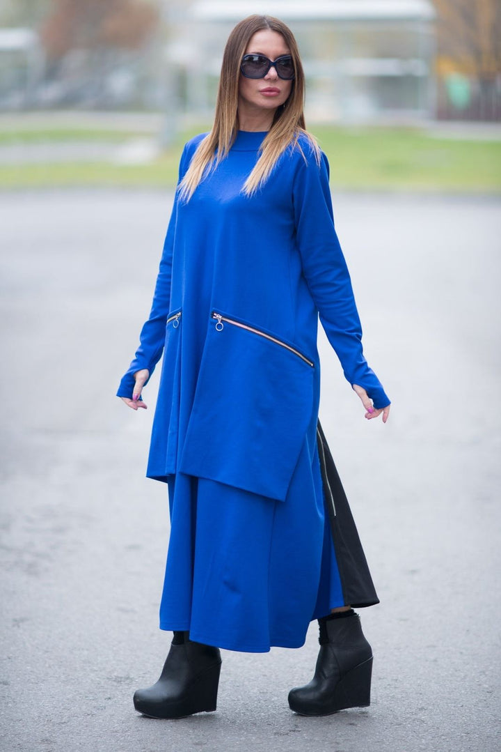 Royal Blue Long Cotton Maxi Dress