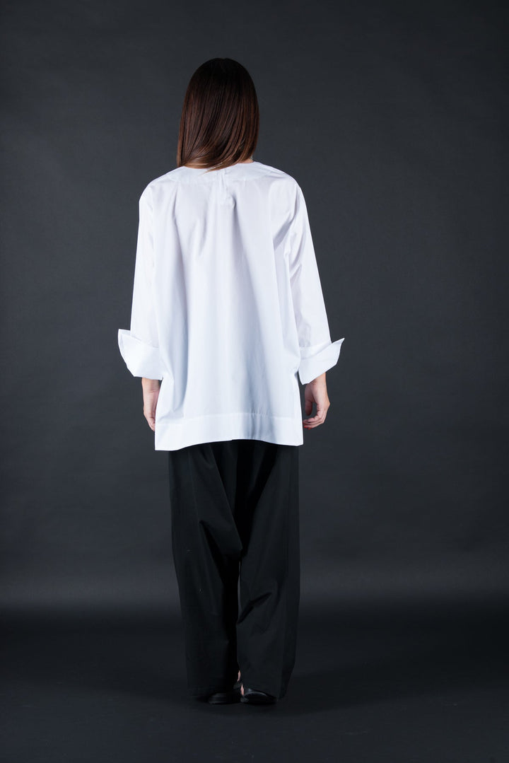 White Cotton Loose Shirt, Elegant Blouse