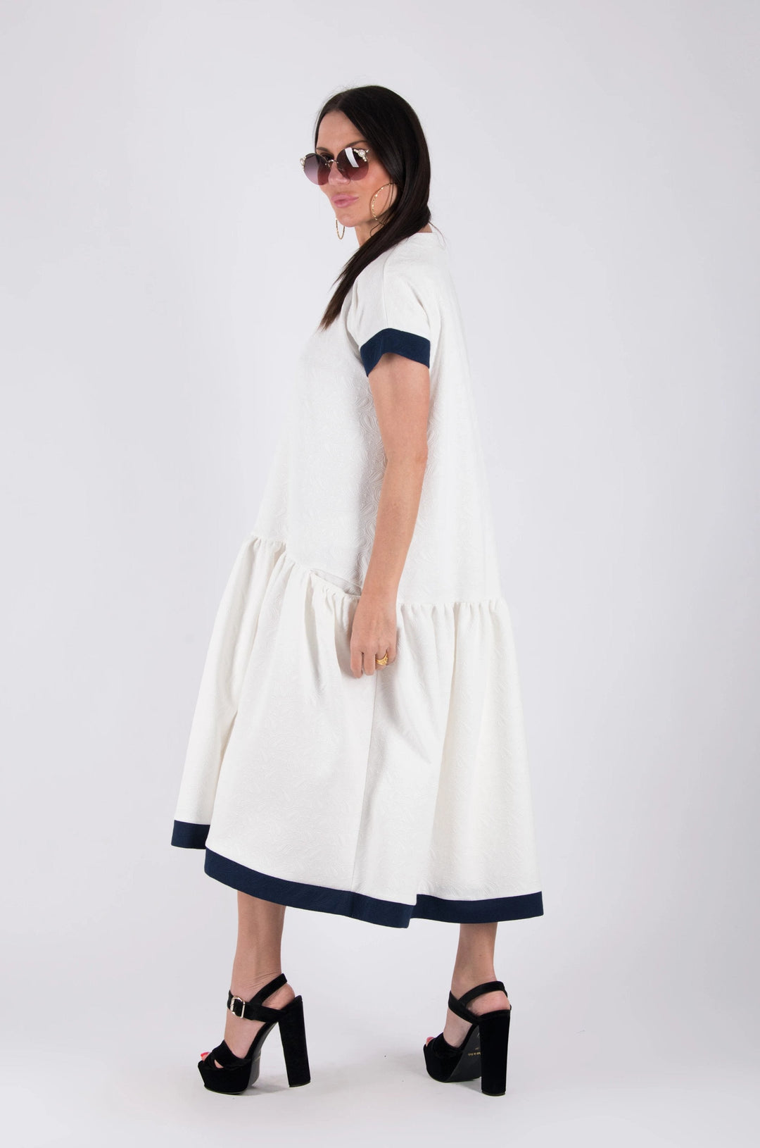 White Loose Neoprene Dress