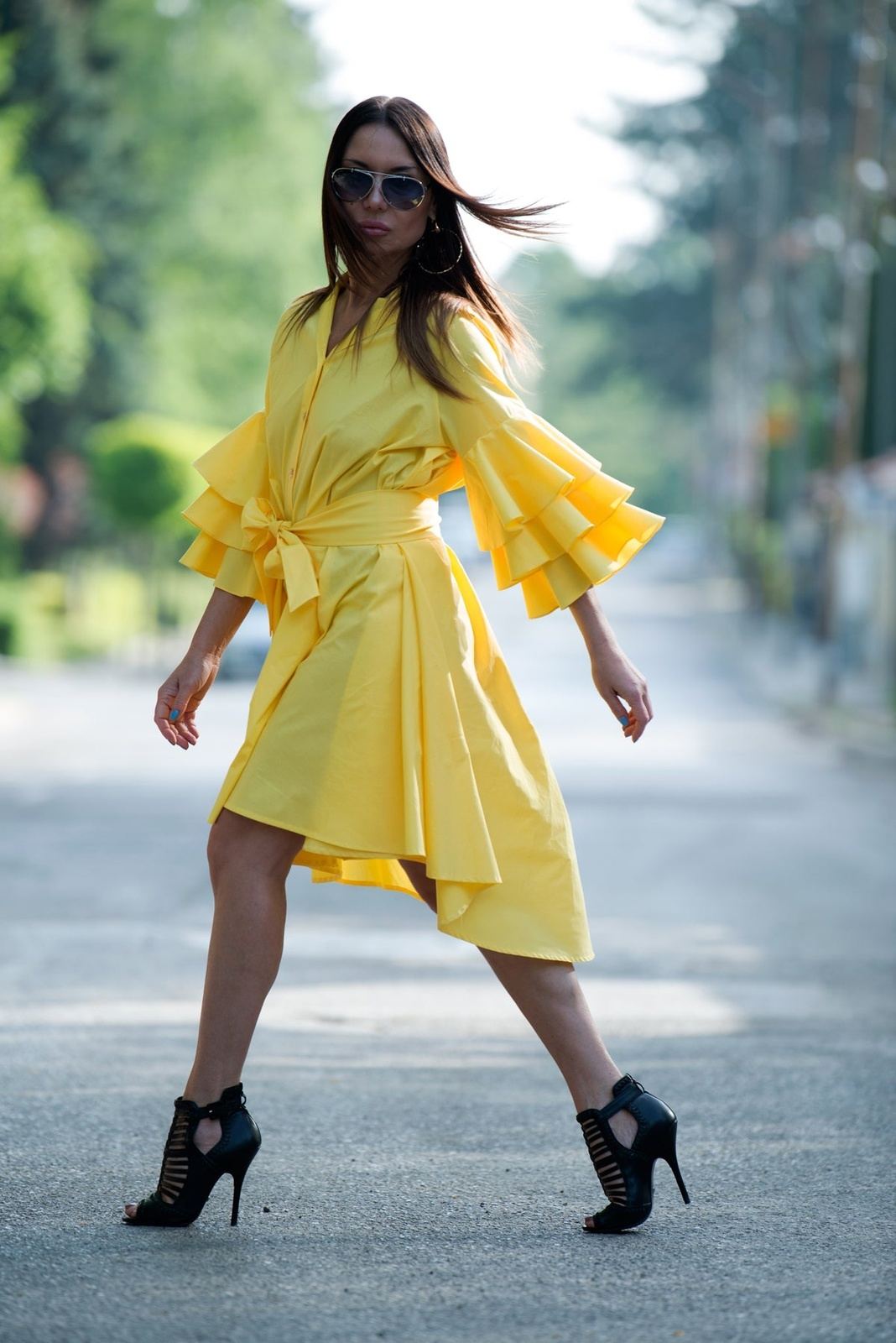 Yellow Cotton Summer Loose Dress, Dresses Spring & Summer