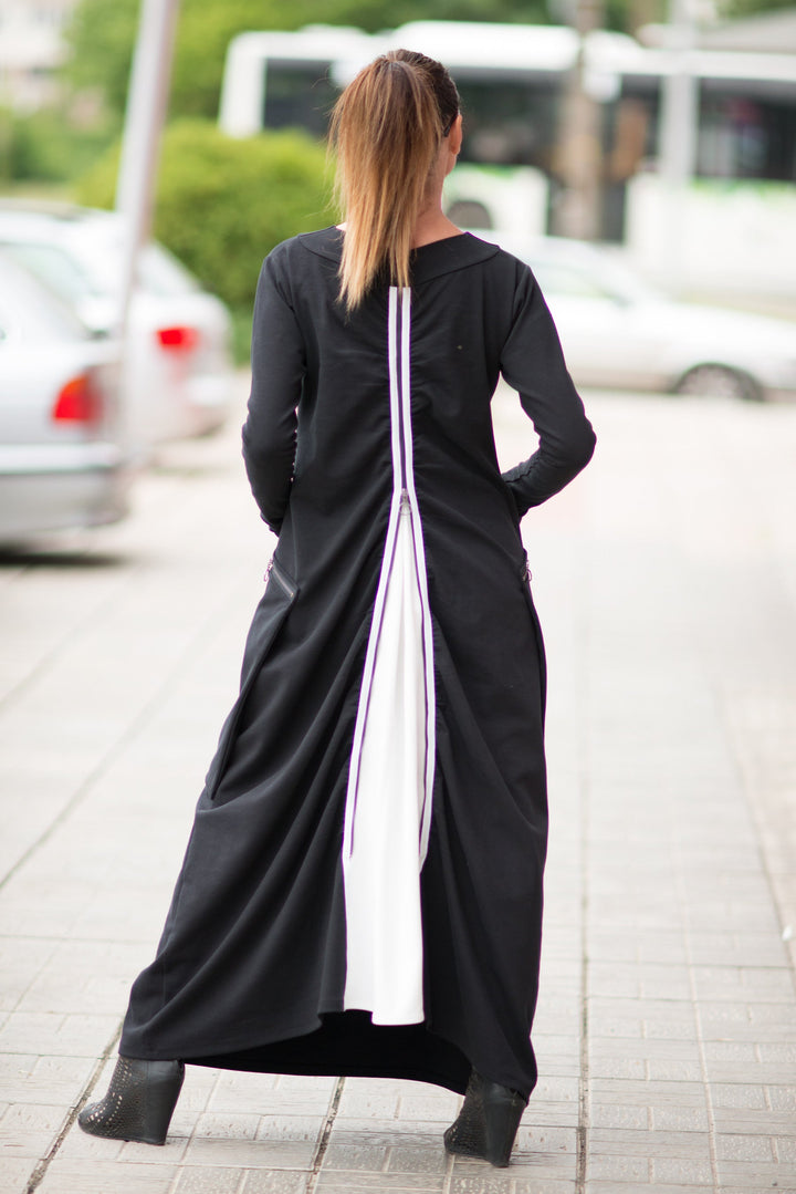 Black and off White Cotton Dress