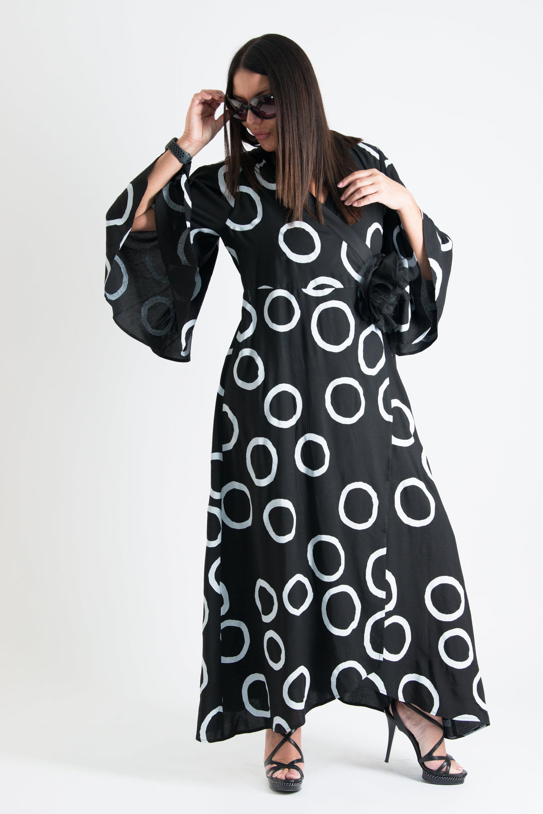 Black and White Dots Long Summer Dress