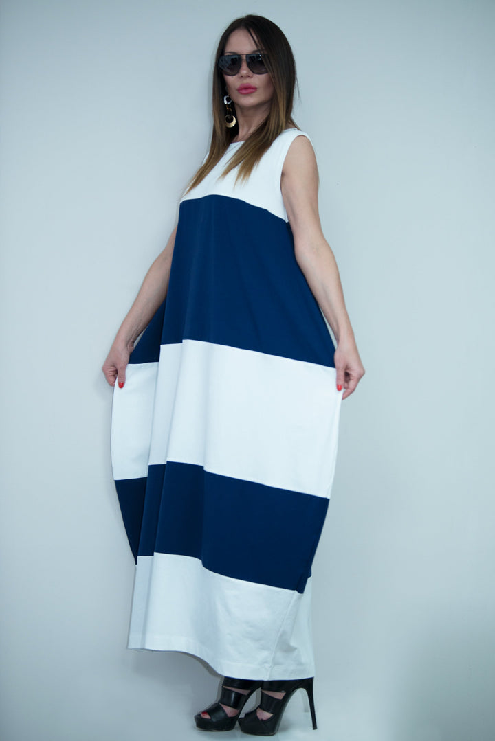 White and Navy Blue Summer Dress, Dresses Spring & Summer