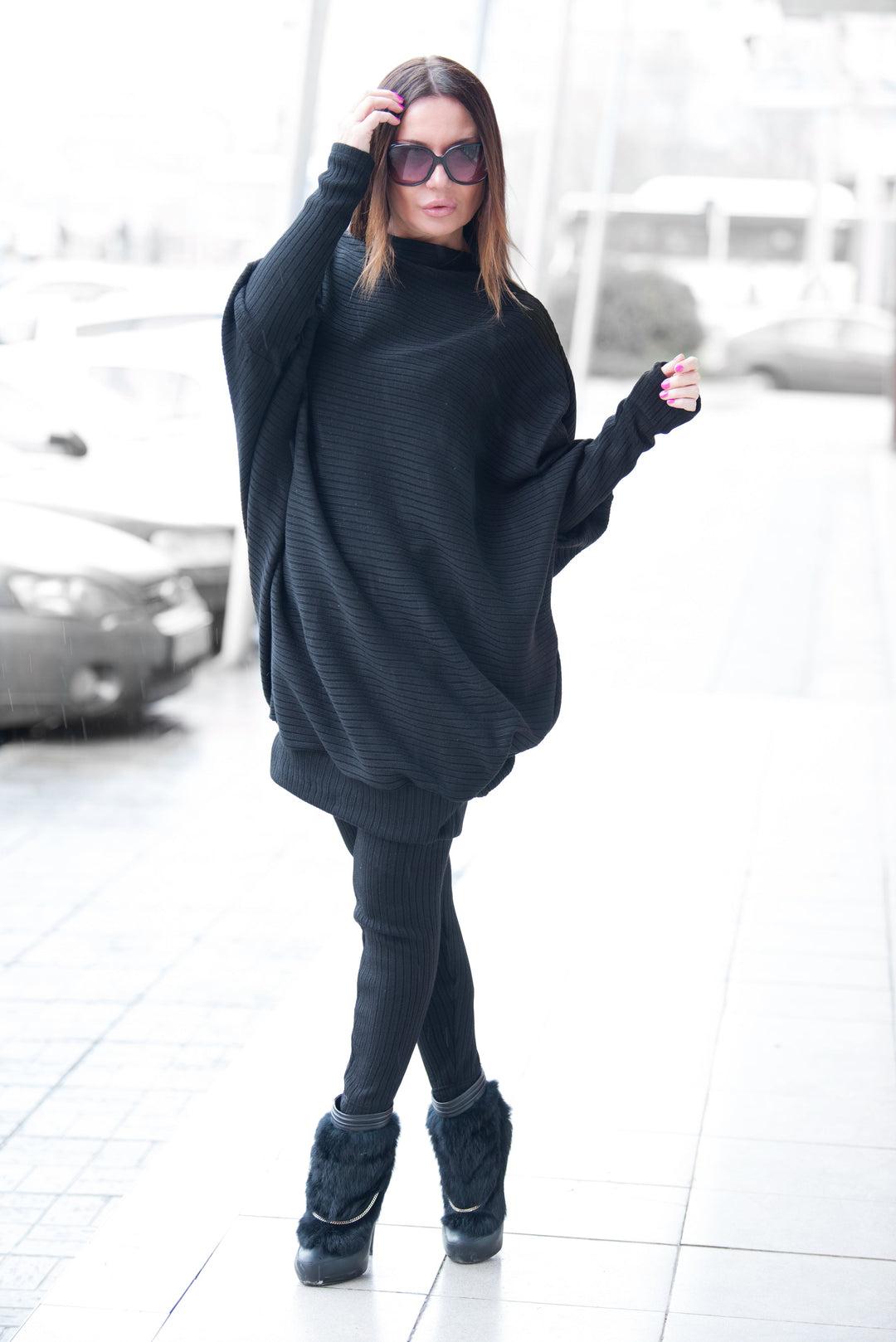 Black Knitting Winter Set