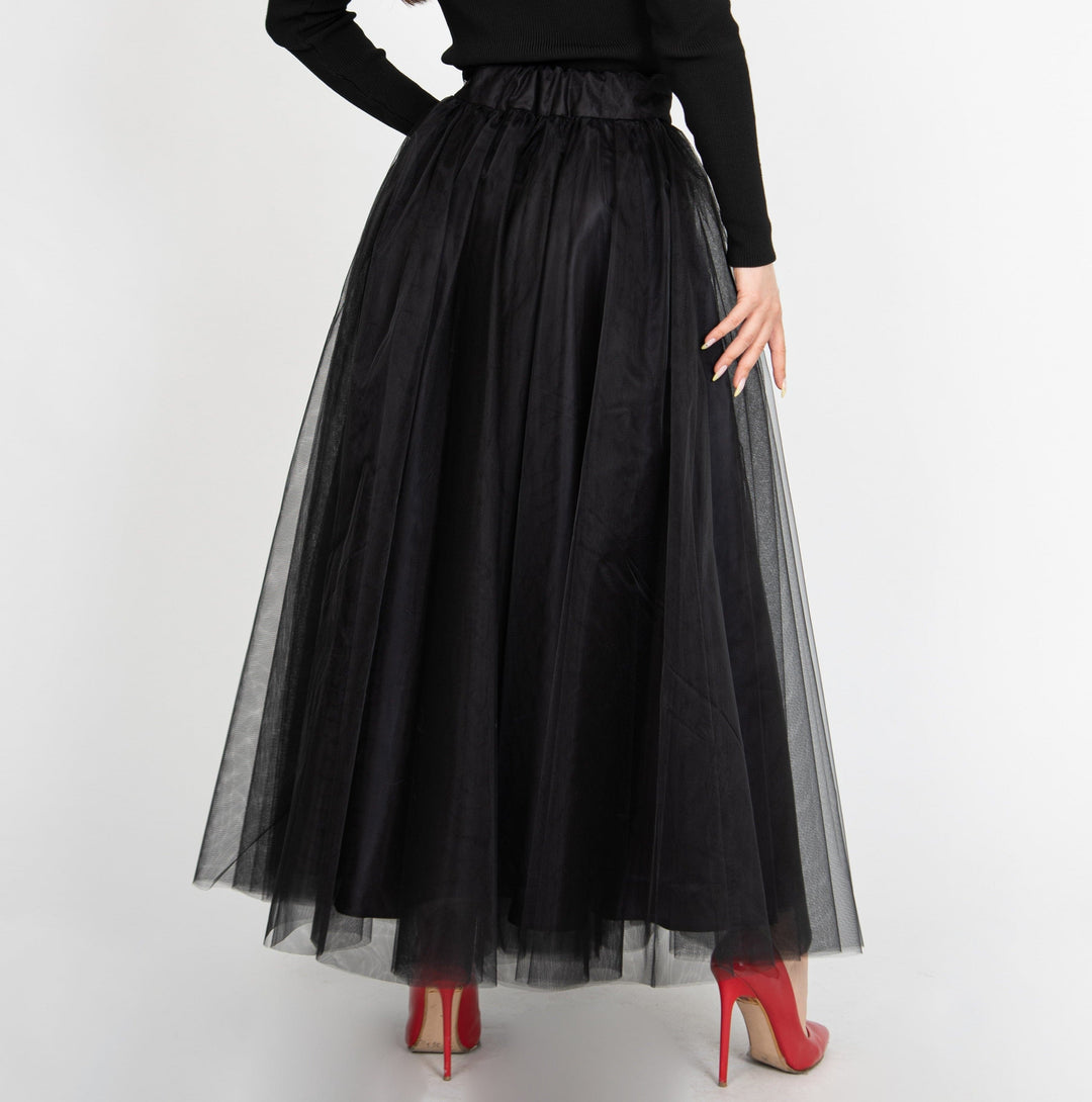 Black tulle maxi skirt