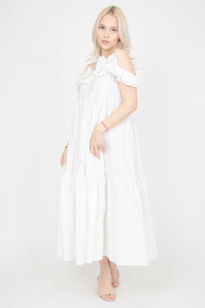 White romantic ruffle dress FC1005