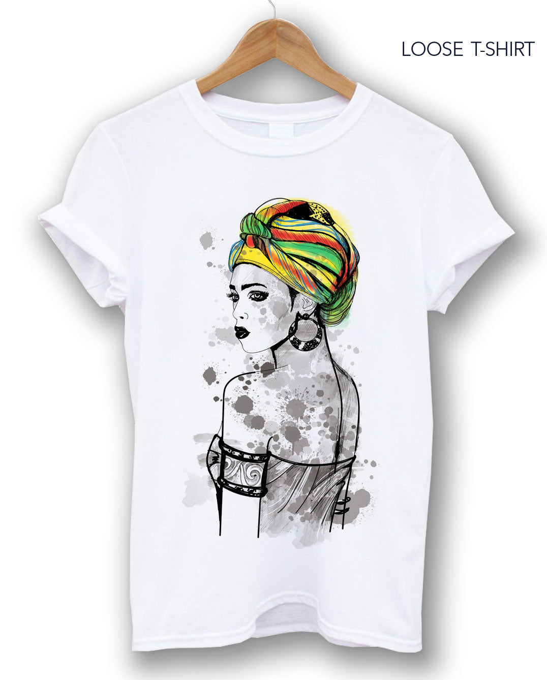 African Woman Turban Print T-shirt, T-shirts