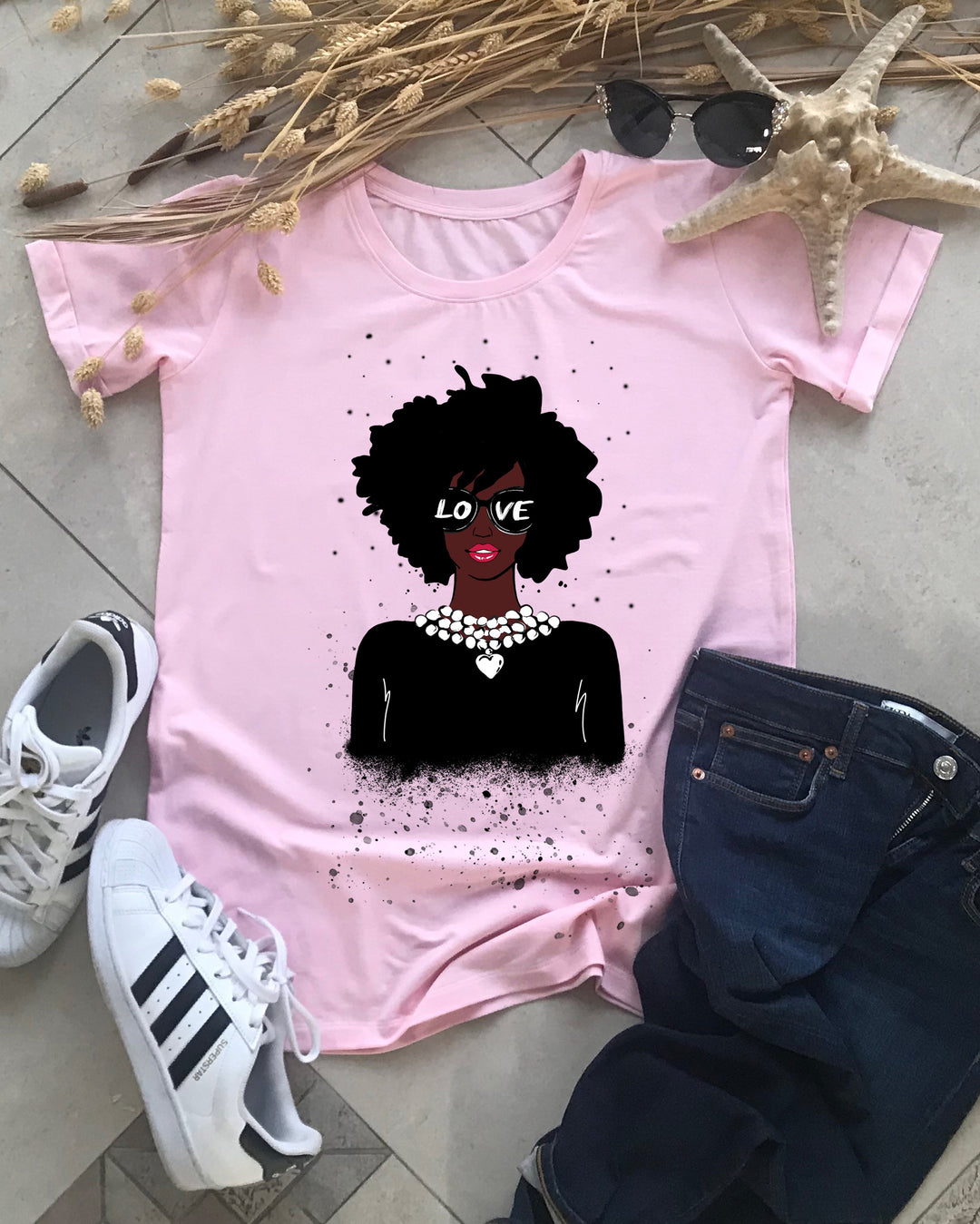African Woman Love Cotton Print T-shirt, T-shirts