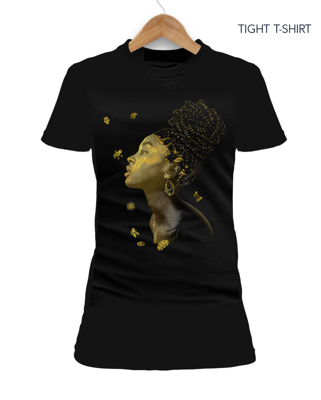 African Woman Golden Print T-shirt