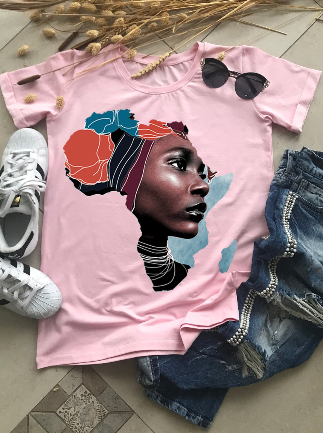 African Woman Map Print T-shirt, T-shirts
