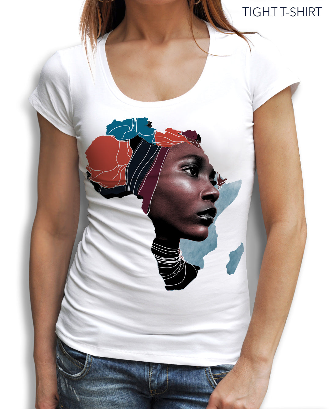 African Woman Map Print T-shirt, T-shirts