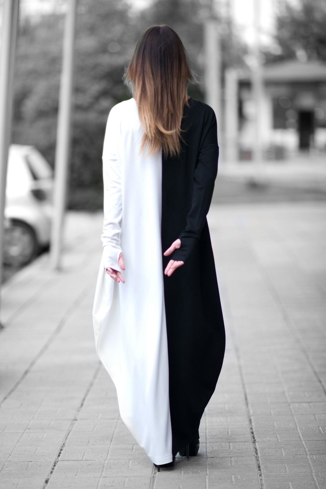 Black and White Cotton Dress