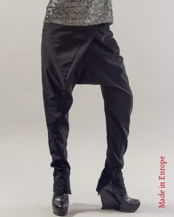Black Harem Drop Crotch Pants F1842 0 Pants