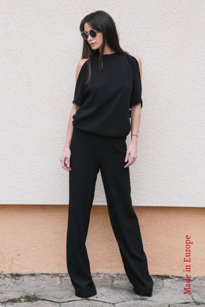 Black Jumpsuit With Open Back F1558 Xs