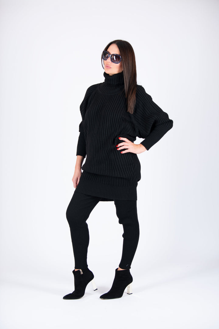 Black Two pieces Knitting Winter Set
