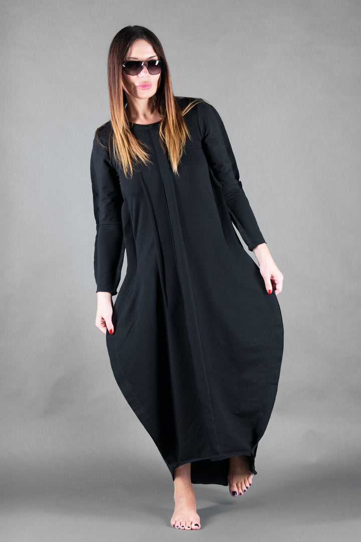 Black Plus Size Long Cotton Dress
