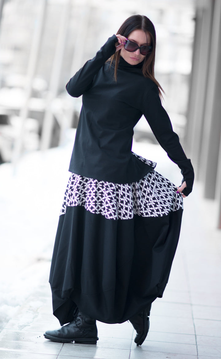 Black Shepherd's Plaid Cotton Skirt and Top