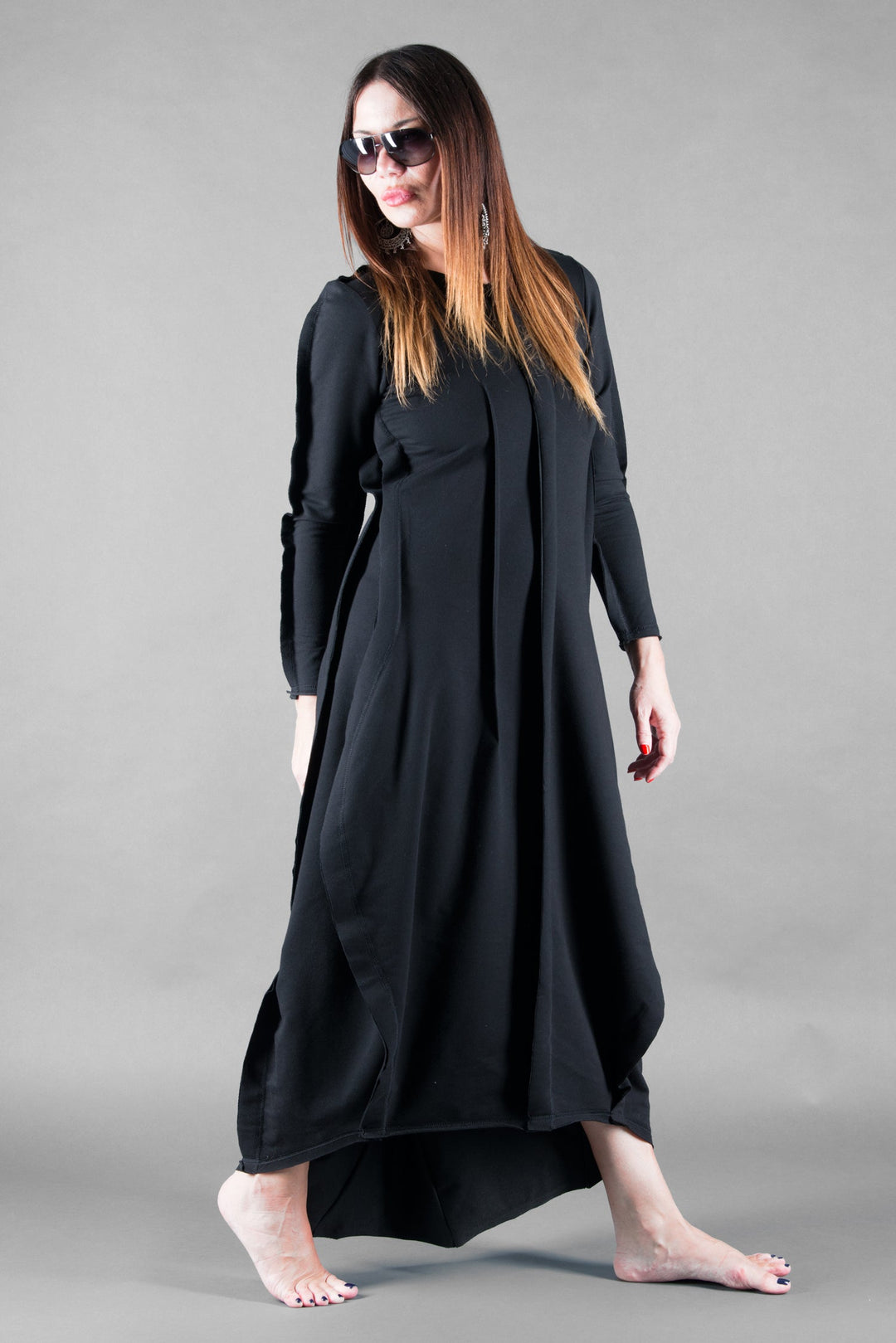 Black Plus Size Long Cotton Dress