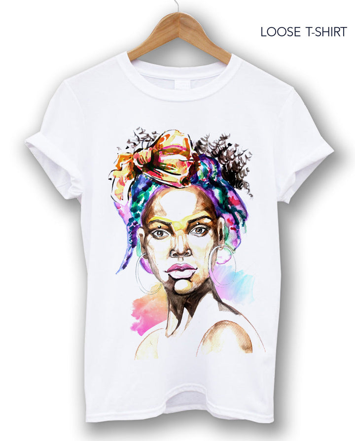Black Woman fashion art  Print T-shirt, T-shirts