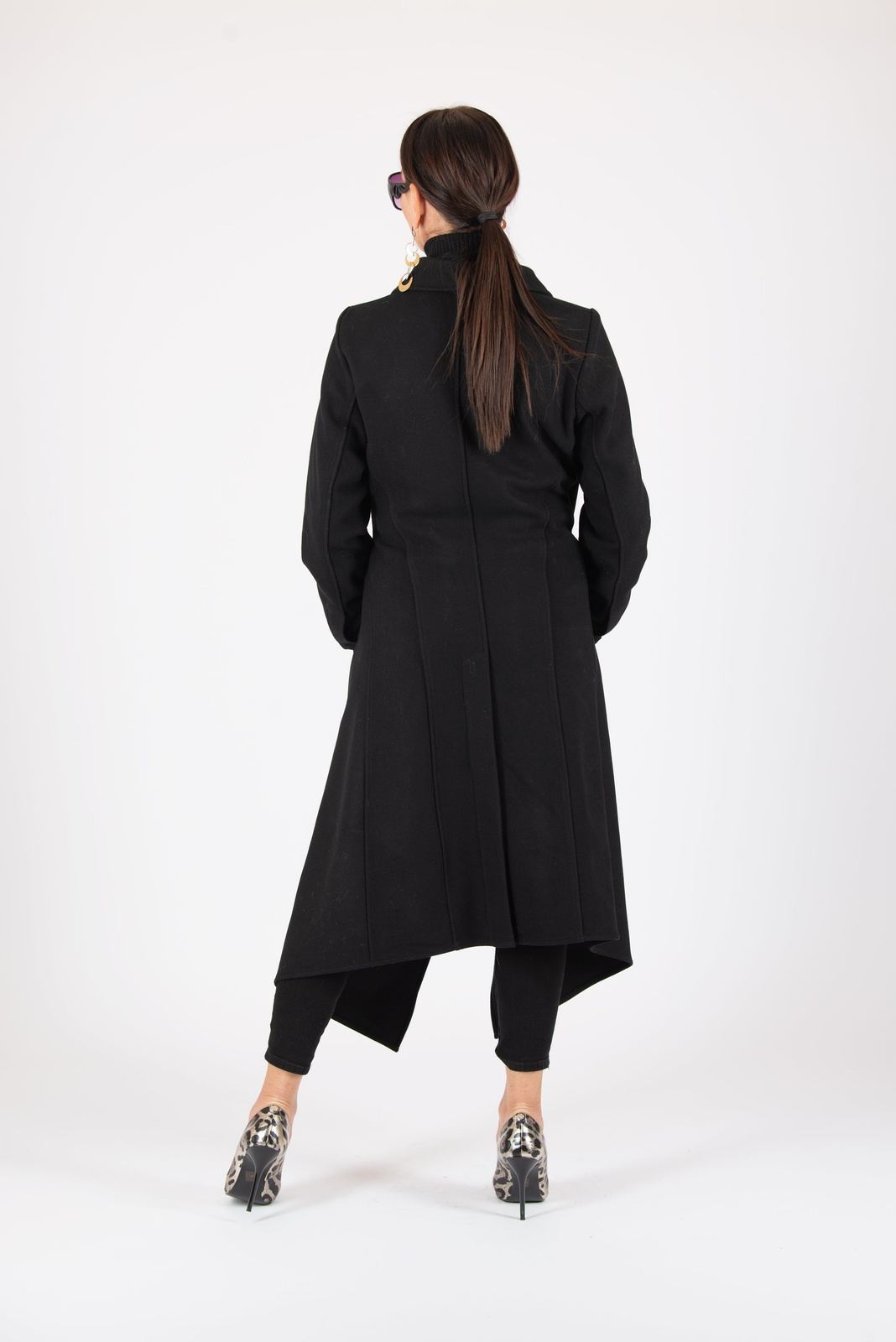 Autumn Women Black Asymmetric Coat