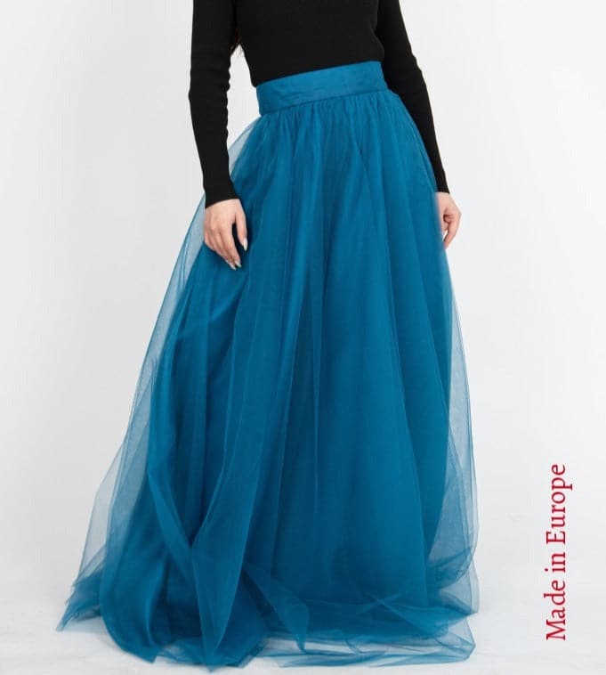 Blue Tulle Maxi Skirt 0 Skirts