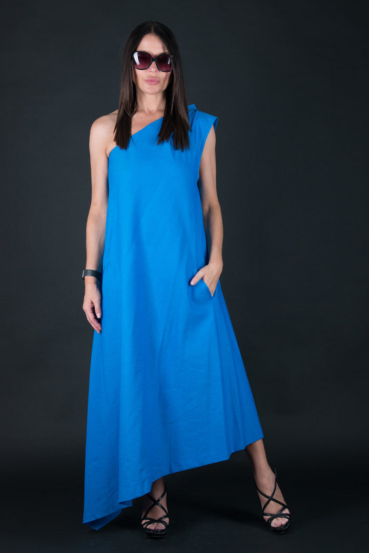 royal blue linen dress