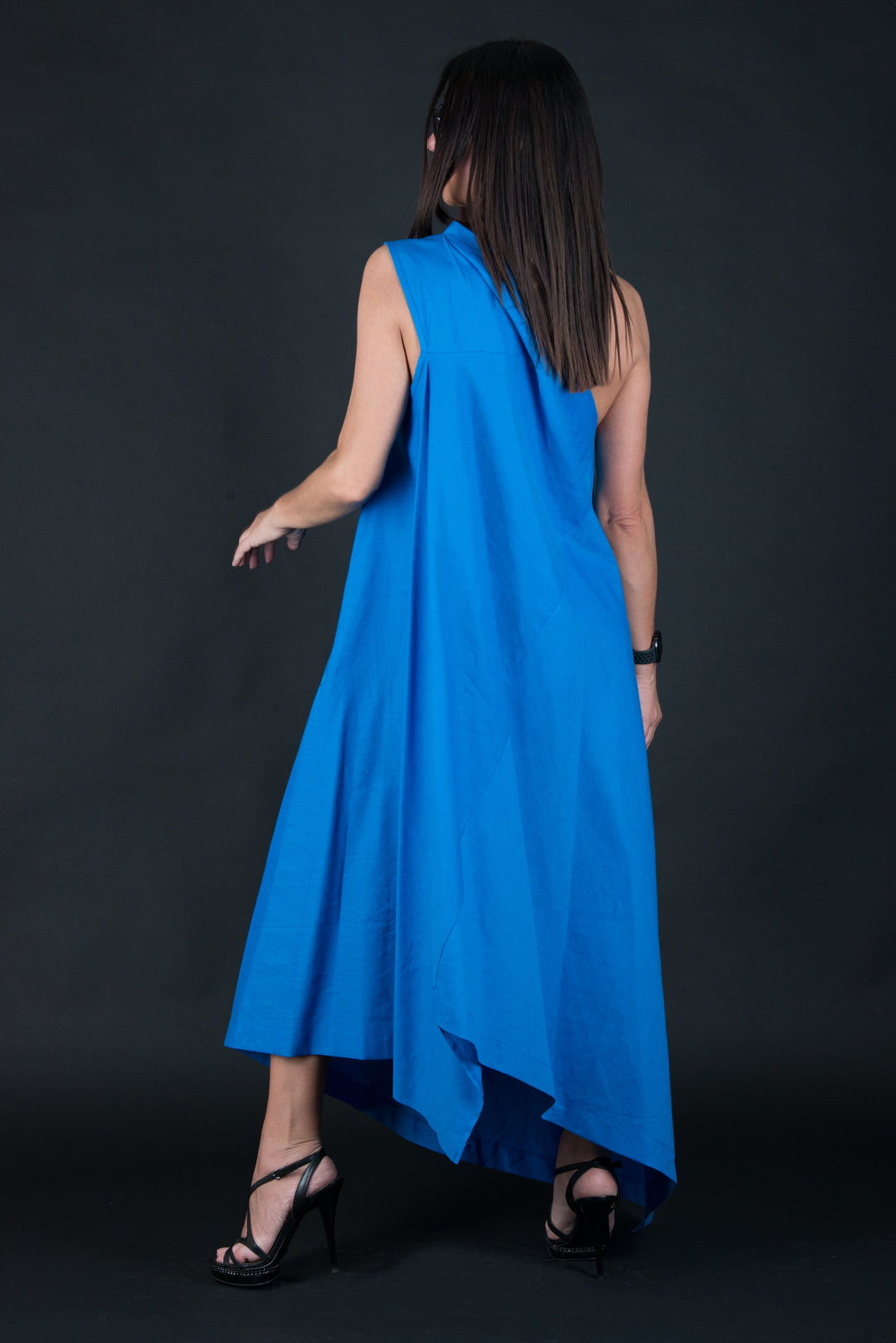 blue linen dress for summer