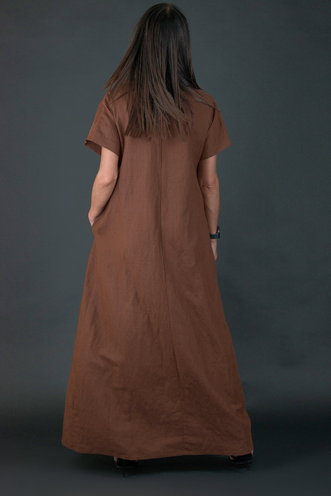 Brown Long Linen summer Dress