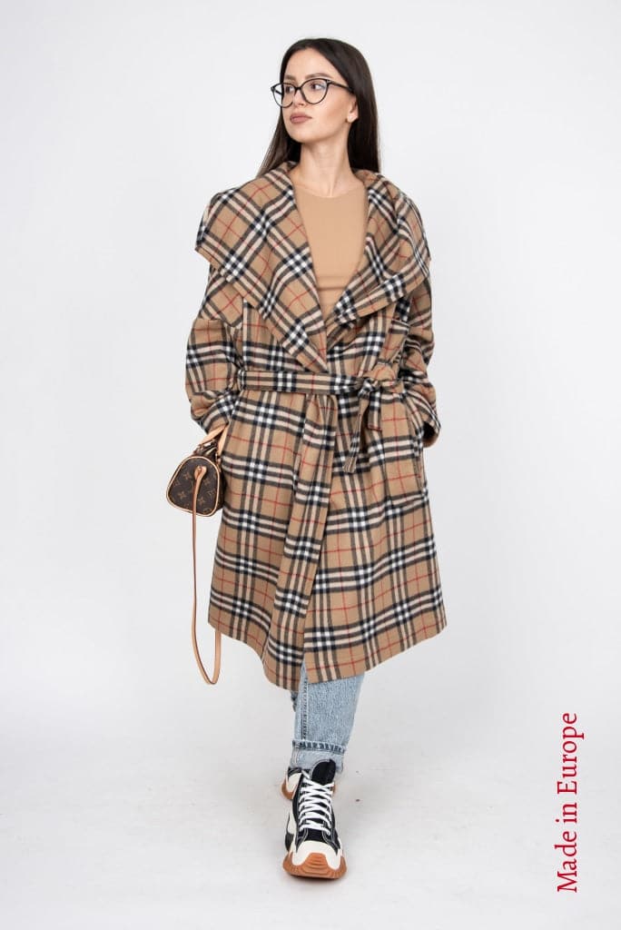 Checked Cashmere Wool Coat