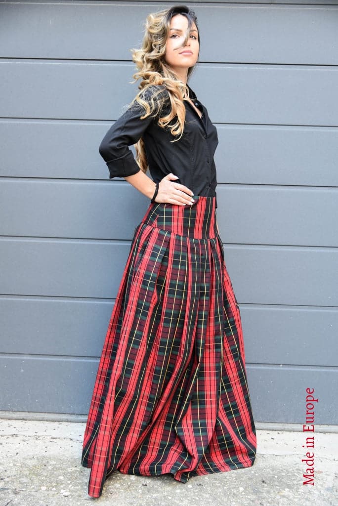 Checked Long Maxi Skirt F2128 Skirts