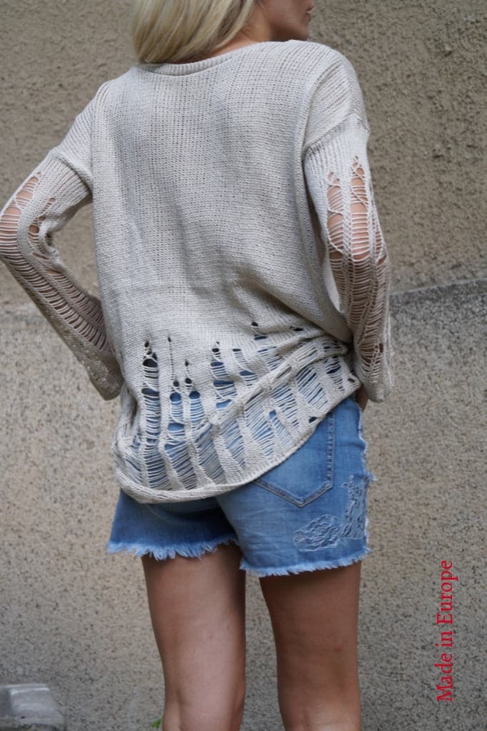 Destroyed Oversized Knit Sweater F1597