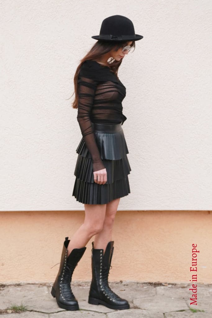 Faux Leather Soleil Skirt F1564 Skirts