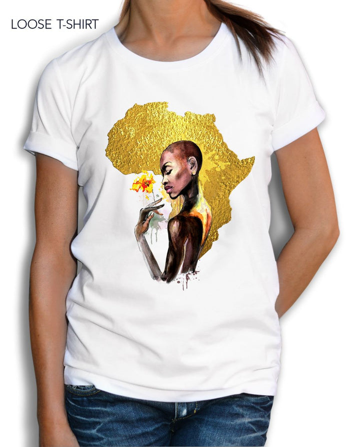 Gold African Woman tee, T-shirts