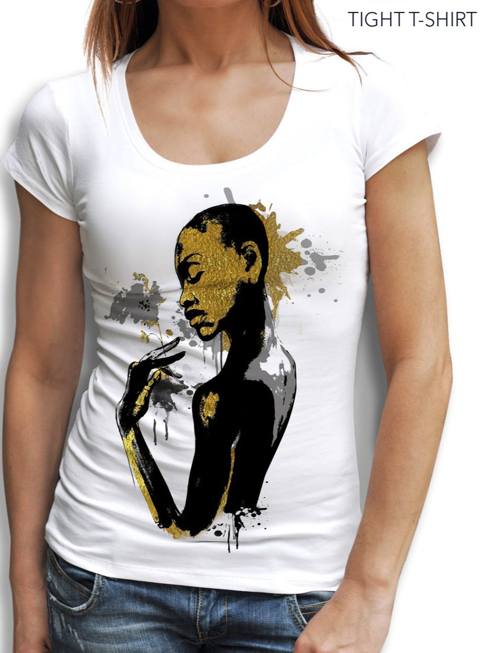 Gold African Woman tee, T-shirts