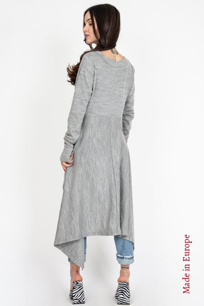 Gray Asymmetrical Knit Sweater F1234
