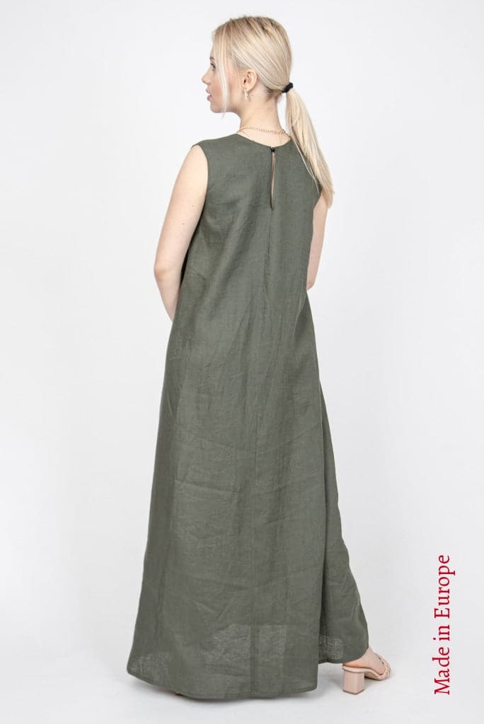 Green Linen Kaftan Dress Fc1146