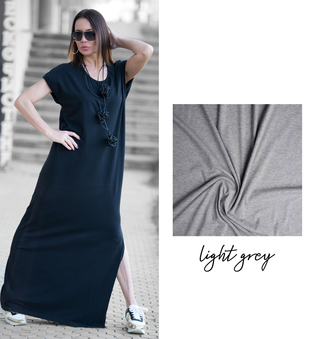 فستان طويل الصيف الأسود
