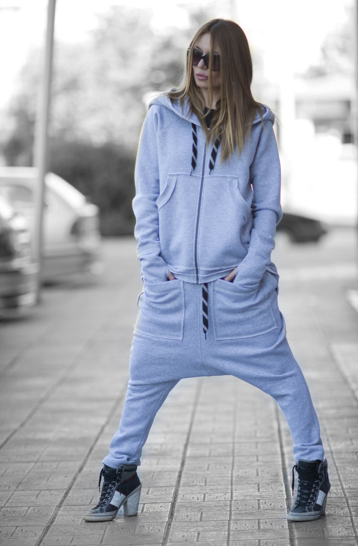 Two pieces Light Grey Hooded Tracksuit
